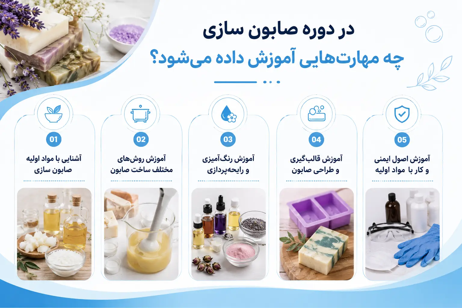 در دوره صابون سازی چه مهارت‌هایی آموزش داده می‌شود